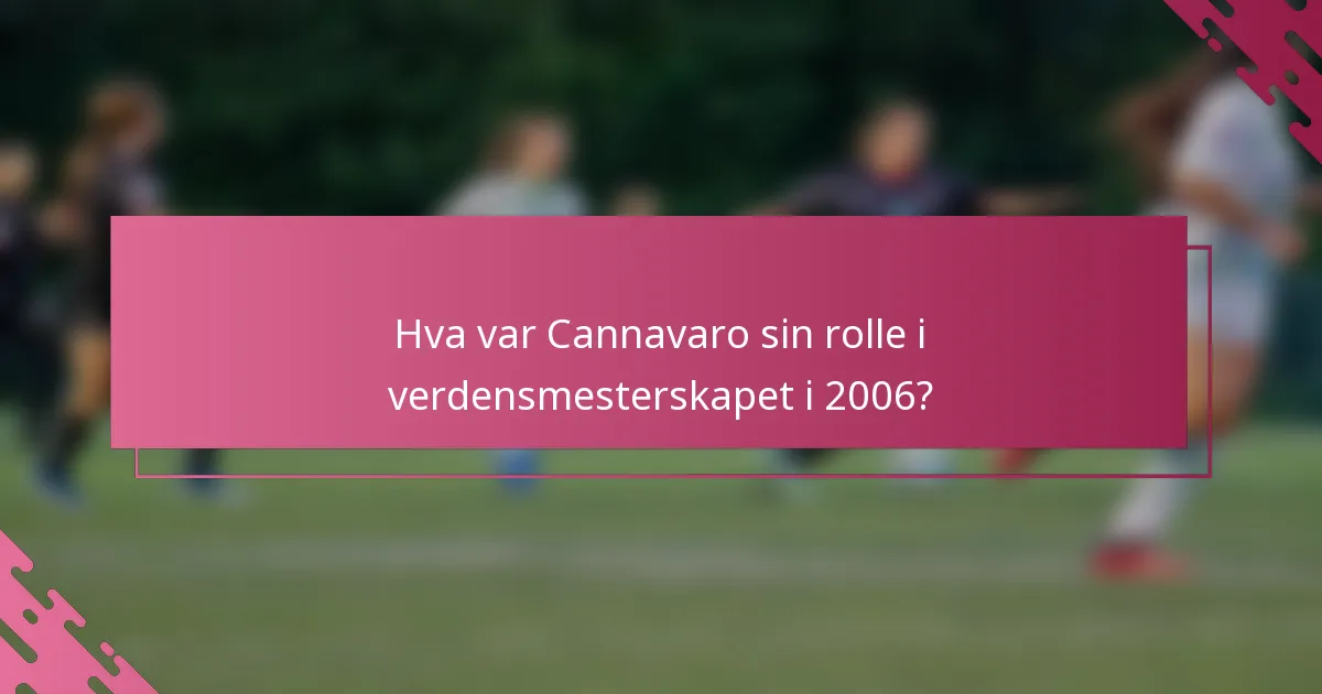 Hva var Cannavaro sin rolle i verdensmesterskapet i 2006?
