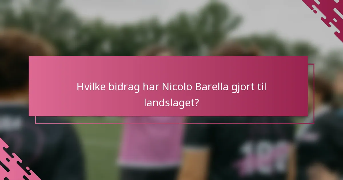 Hvilke bidrag har Nicolo Barella gjort til landslaget?