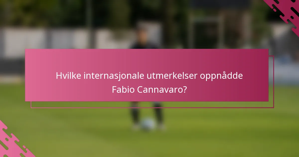 Hvilke internasjonale utmerkelser oppnådde Fabio Cannavaro?