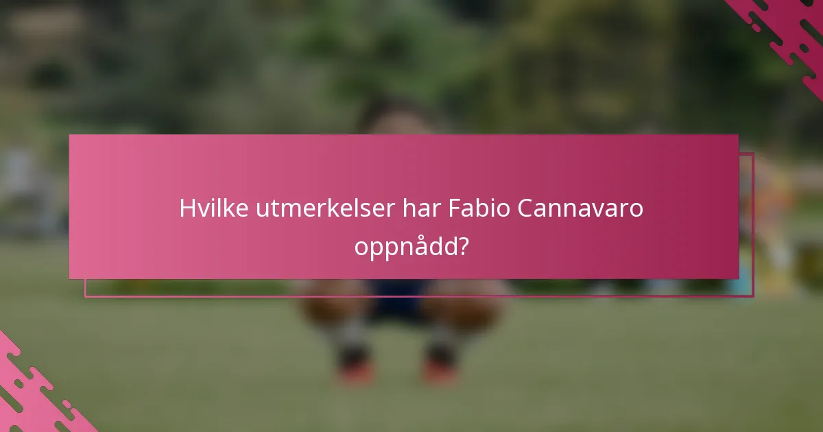 Hvilke utmerkelser har Fabio Cannavaro oppnådd?