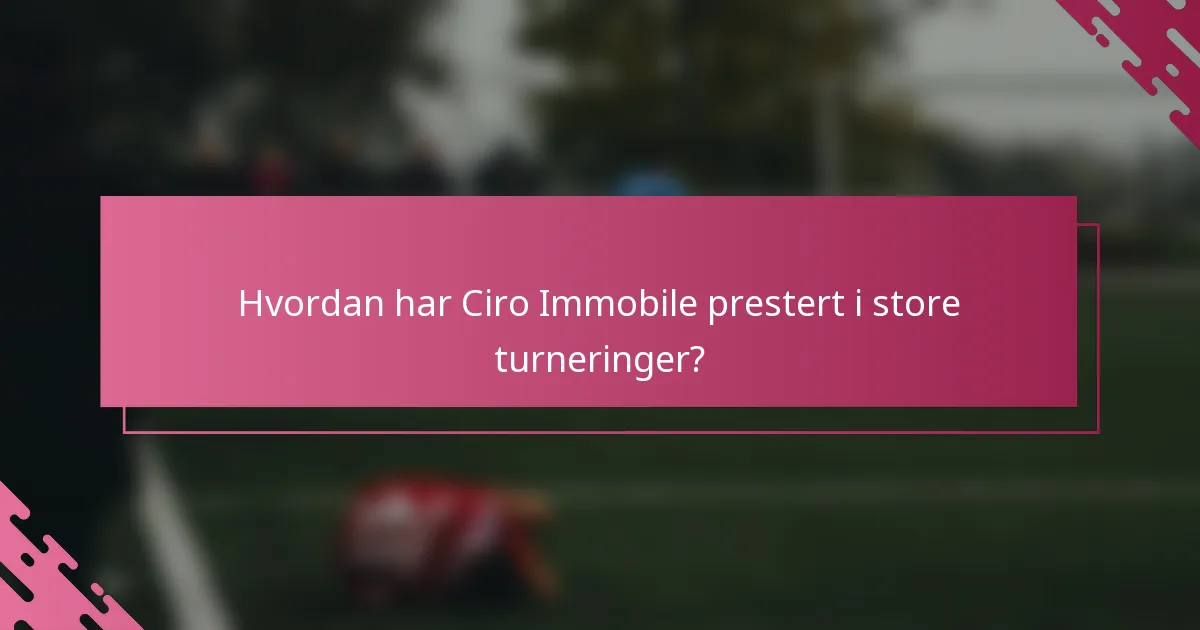 Hvordan har Ciro Immobile prestert i store turneringer?